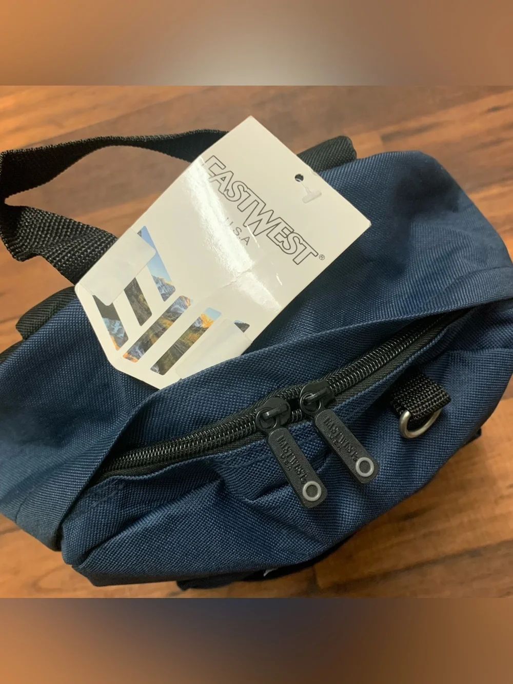 East West U.S.A Simple Student Backpack Navy Blue Unisex